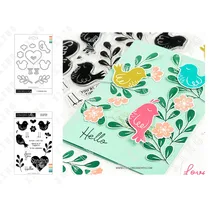 

2022 New Arrival Lovebirds Flowers Metal Cutting Dies and Stamps Set Diy Scrapbooking Greeting Card Paper Craft Gift Decoration