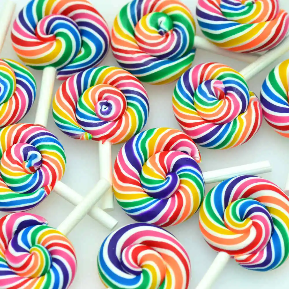 4Pcs Rainbow Color Lollipops Dollhouse Party Candy Miniature LollipopYUKH 