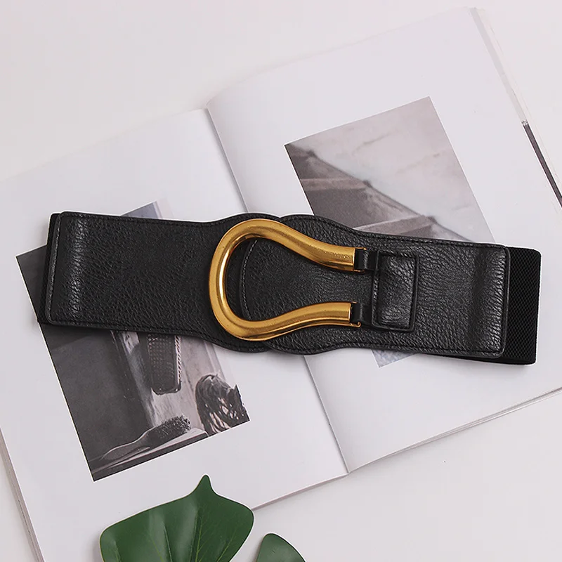 Новая мода размера плюс пояс широкий большой пояс корсет ремни для женщин платье эластичное дизайнерское высокое качество grosse ceinture femme - Цвет: black belt