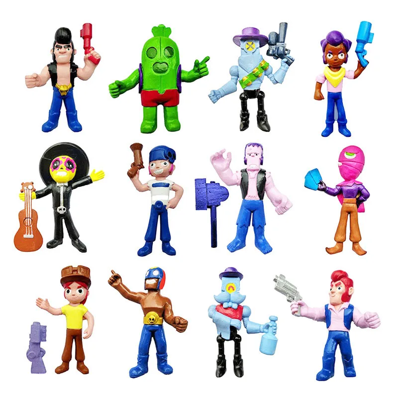 

12pcs/lot 4inch Brawl Stars Action Figure toys PVC Shelly Colt Jessie Brawl Stars Doll Model Toys For Kid Birthday Gift B805