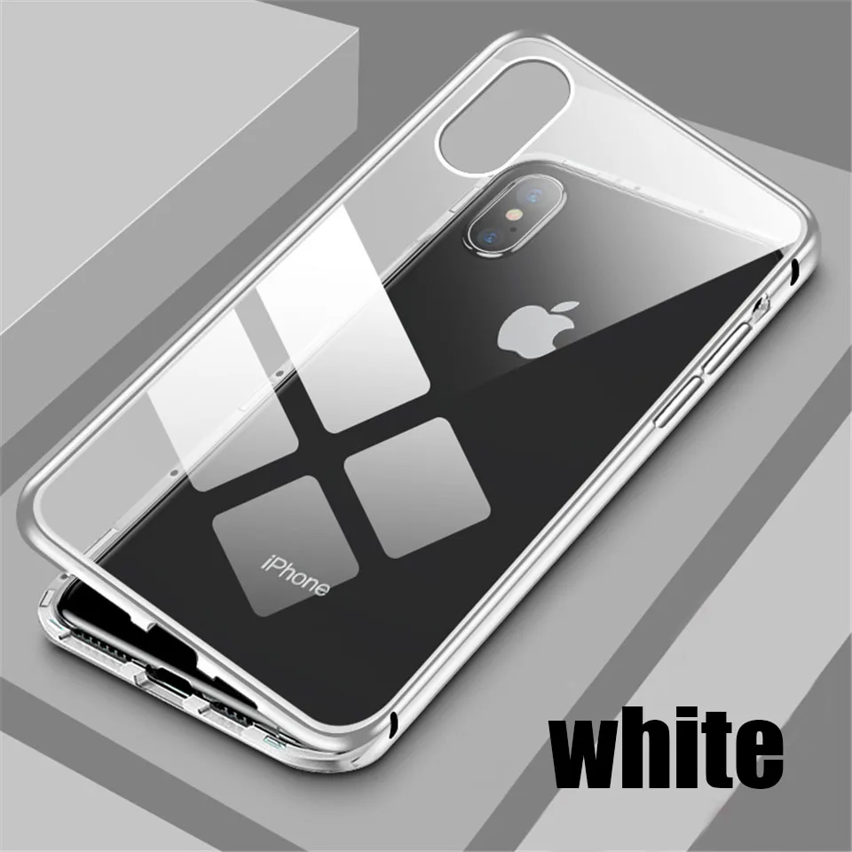 White Магнитный Привлекательный чехол для iPhone 11 Pro XS MAX противоударный чехол для iPhone 7 8 6 6S Plus 11 Pro закаленное стекло задняя крышка сумка - Цвет: White