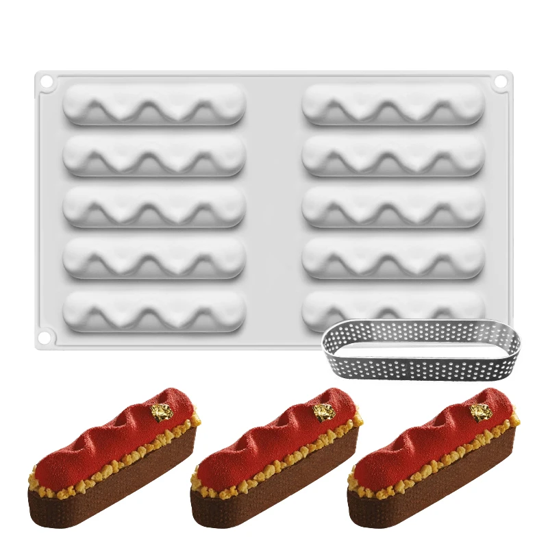 Yiwumart 8 Holes Wave Oval Curved Molds Silicone Mold Cake Decorating Tools For Baking Dessert Mould Mousse Chocolate Pan | Дом и сад