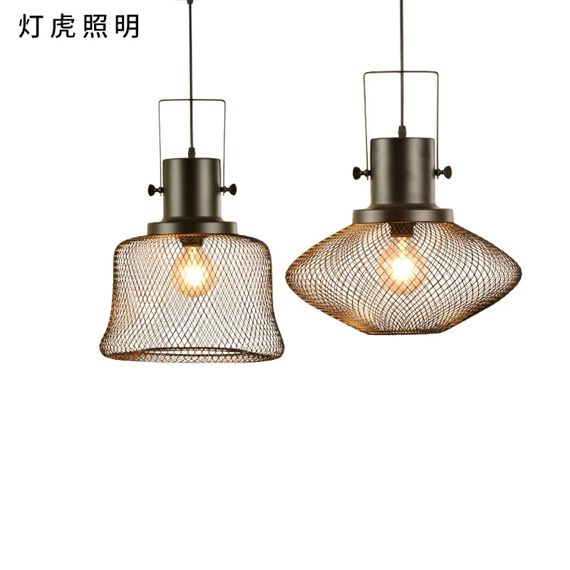 

simple restaurant milk tea shop bar chandelier retro industrial style personalized wire mesh chandelier wholesale