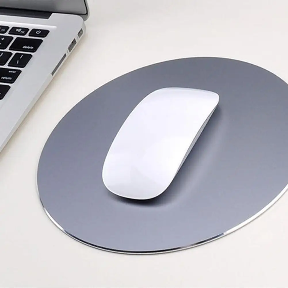 Kuulee круглый коврик для мыши алюминиевый Противоскользящий резиновый коврик для игровой мыши Компьютерный Аксессуар для домашнего использования в офисе - Цвет: gray