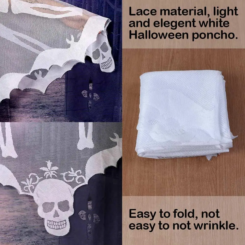 Ourwarm Lace Skeleton Poncho Skull Spider Web Halloween Party Costume Decor