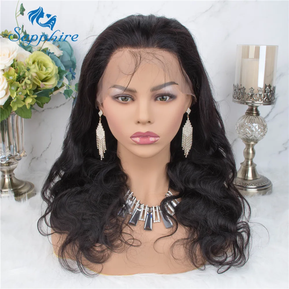 Сапфировый фронтальный парик из человеческих волос объемная волна 360 фронтальный парик для женщин Бразильский 360 фронтальный парик из человеческих волос