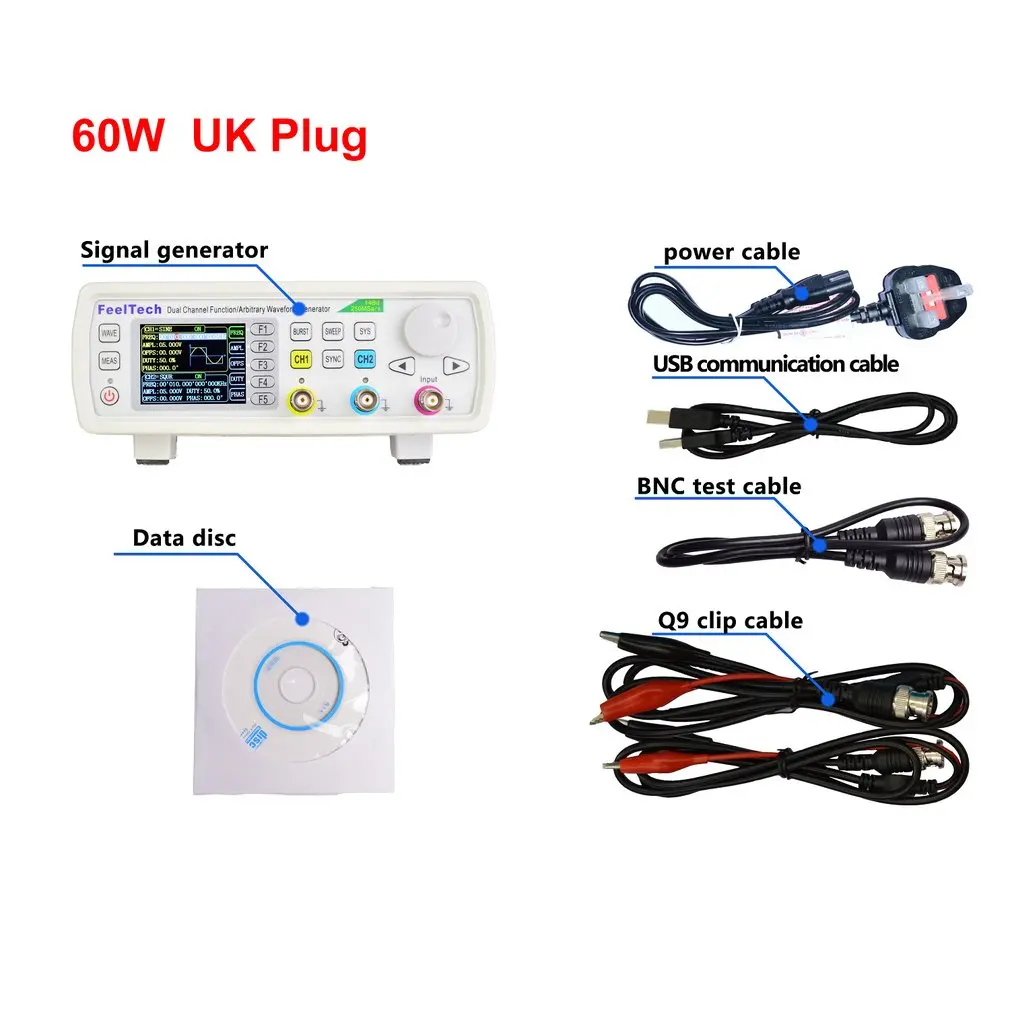 

FellTech FY6600-60M 60MHZ Digital Control Dual-channel DDS Function Signal Generator Frequency Meter Arbitrary US/EU/UK/AU