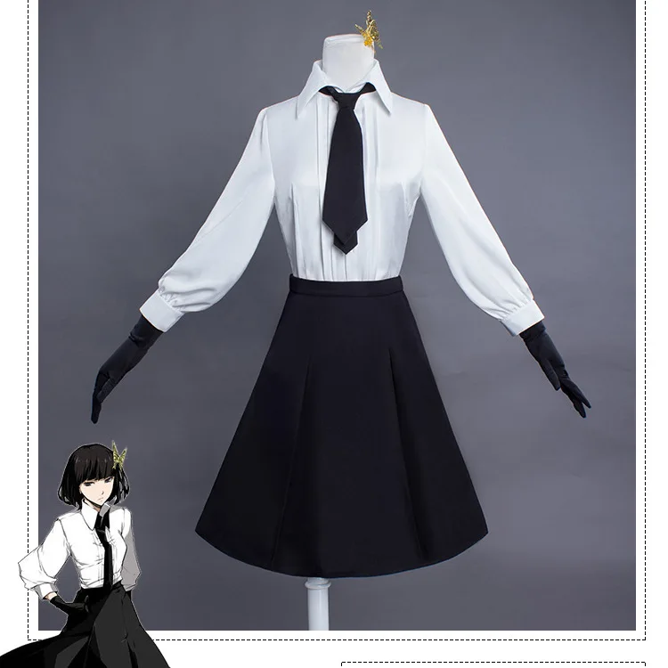 Anime-Bungo-Stray-Dogs-Detective-Agency-Member-Akiko-Yosano-Cosplay-Costumes-Shirt-Skirt-Tie-Gloves-School (5)