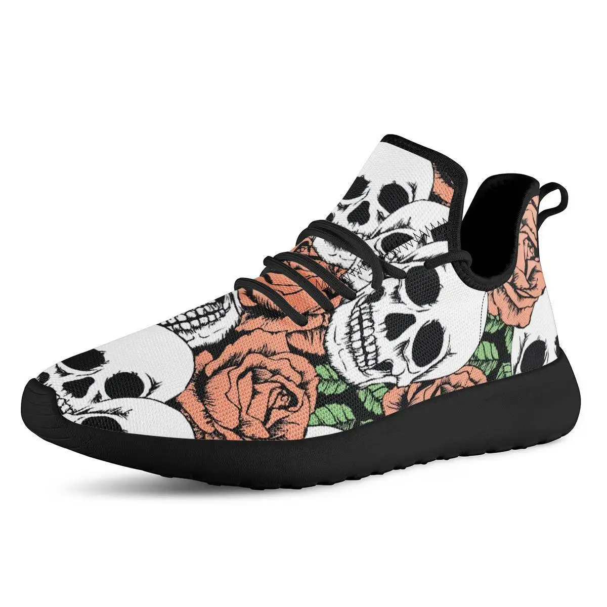 Женские кроссовки для бега повседневная спортивная обувь с принтом черепа осень