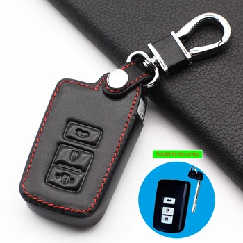 

100% Leather Car Key Case Cover for Toyota camry corolla avalon rav4 land cruiser 3 buttons Remote Control Car Key Cover