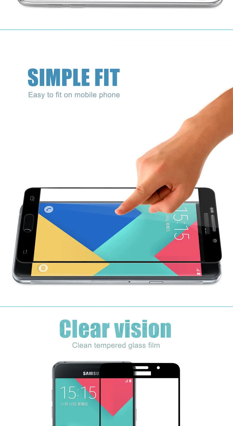9D Защитное стекло для samsung Galaxy A3 A5 A7 A6 A8 Plus A9 закаленное защитное стекло для экрана Защитная пленка