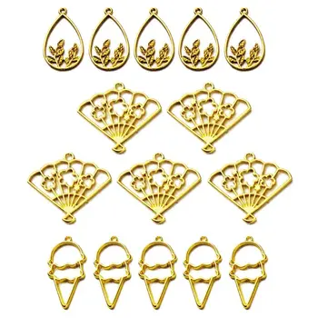 

5Pcs Leaf Fan Ice Cream Pendant Blank Resin Frames Bezel Setting Jewelry Making