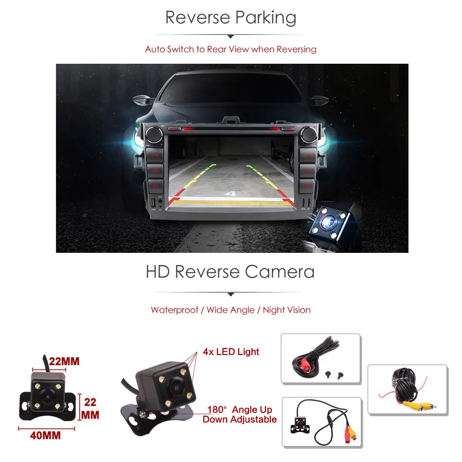 Best 2Din Car In Dash DVD Player GPS Navigator Radio Bluetooth Head Unit Stereos with Reverse Camera for Toyota COROLLA 07-11 10