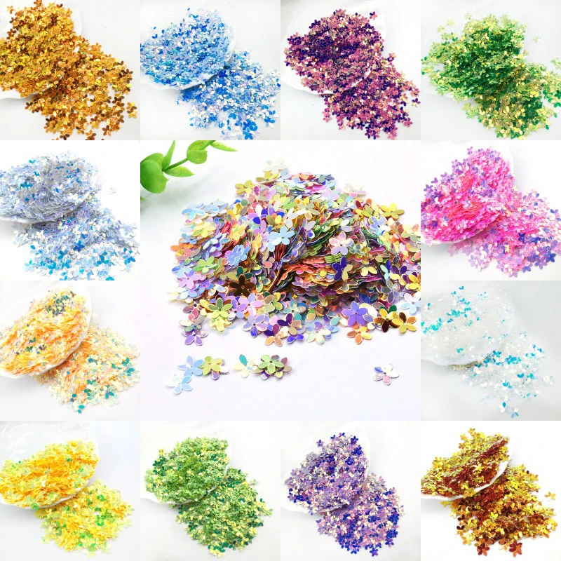 400 pcs Sequins Matte Golden 10mm Cup Five Finger Flower Sequins Paillettes Sewing Wedding Crafts DIY Women Garments Accessories