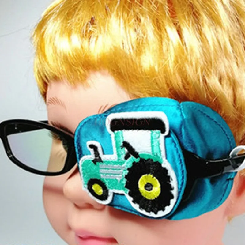 Car cartoon amblyopia 3D stereo single eye mask mulberry silk correction strabismus full cover shading eye patch can be washed single listening 3 5mm earphone coiled cables mono function earpiece in ear stereo headset only for listening