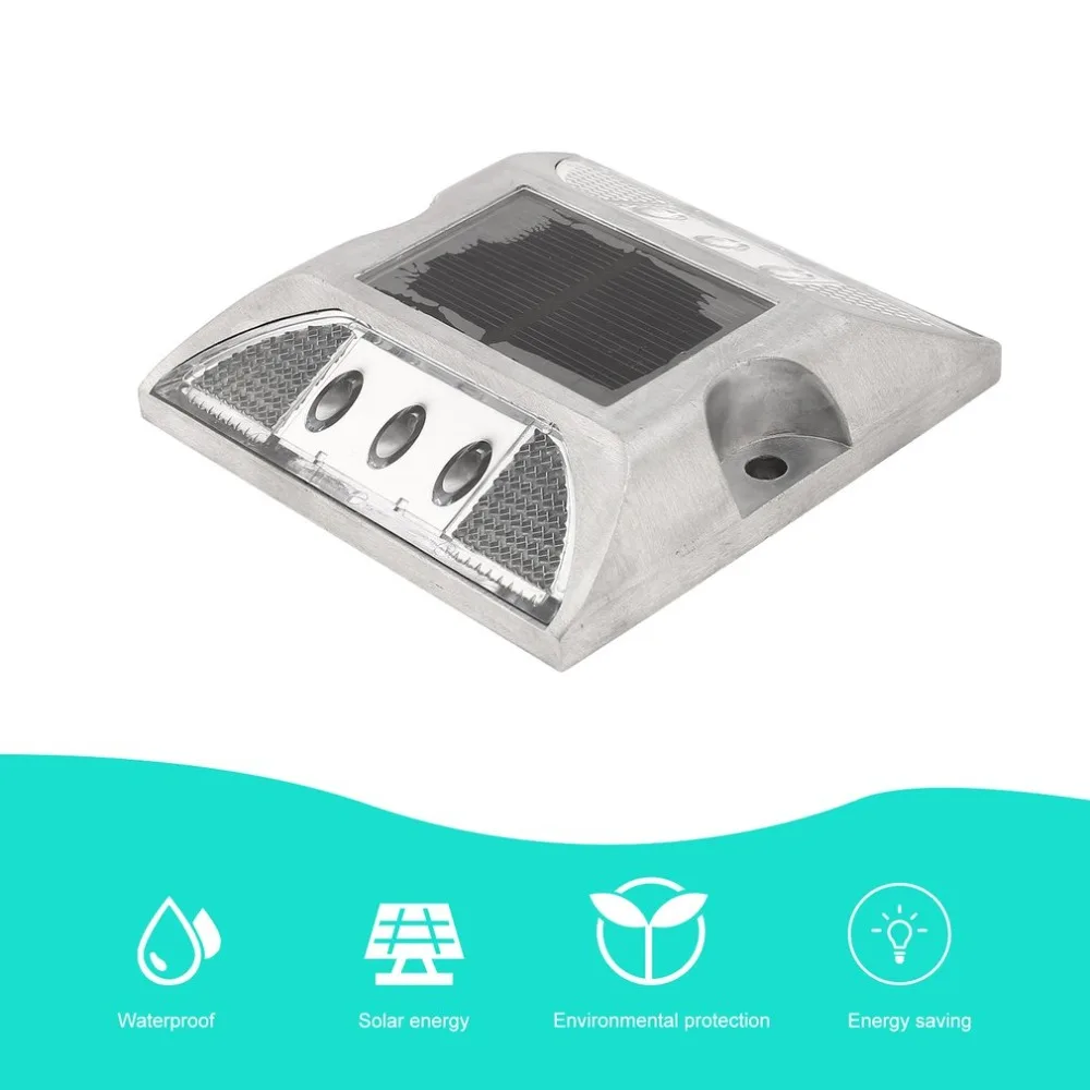 

Aluminum Waterproof LED Solar Powered Road Stud Light Reflective Ground Light Path Deck Dock Warning Light