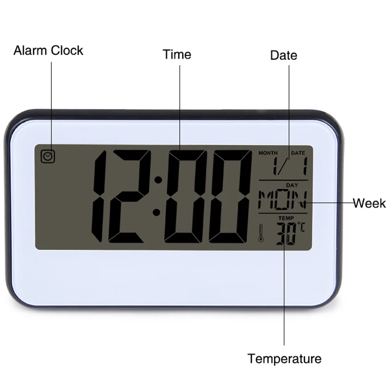 Модные светодиодные цифровые будильники с датой и неделей, температурные электронные настольные часы, голосовое управление, Ночной светильник, повтор, настольные часы