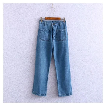 

2020 new fashion womens high waist jeans female autumn and winter wide leg pants large size casual temperament straight jeans