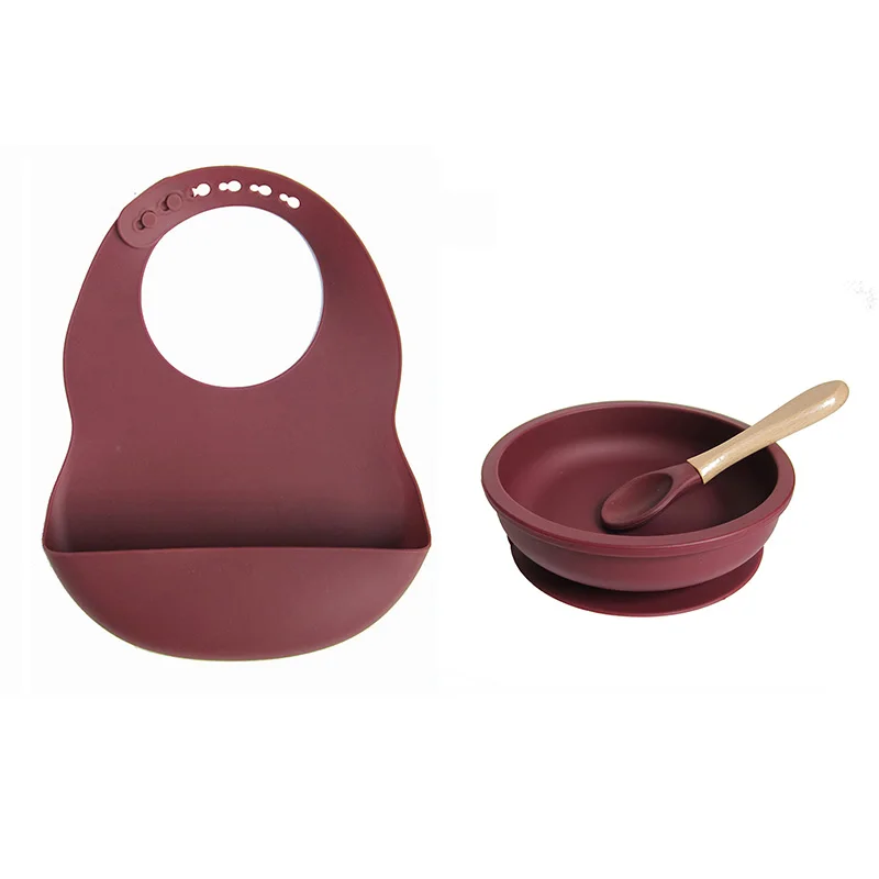 

Baby Suction Plate Silicone Bib Children Tableware Feeding Set Infant Toddler Anti-flip Suction Dinnerware Food Grade Silicone