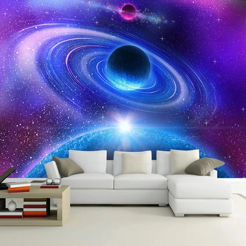 

Drop Shipping Custom 3D Mural Wall Paper Modern Space Moon Universe Photo Wallpaper Murals Decorative Wall Painting