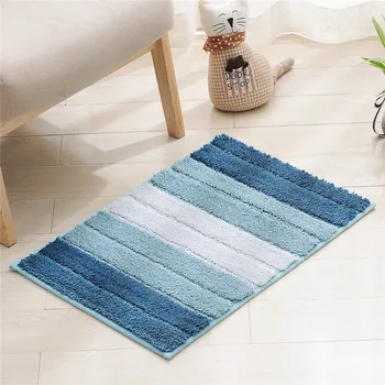 

Household Bath Mats Bath Doorway Water-Absorbing Non-slip Mat Short Plush Bathtub Non-slip Rug Stripe Color Matching Carpet