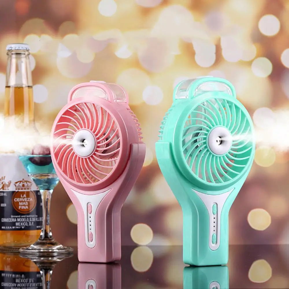 Hand Held Portable Water Misting Fan for Travel, Rechargeable Battery Operated or USB Powered, Humidifier and Personal Fan 2 in