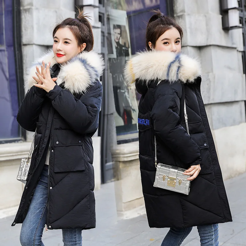 

Mid-length Cotton-padded Clothes Women's 2019 Winter New Products Europe And America Loose And Plus-sized Hooded down Jacket Cot