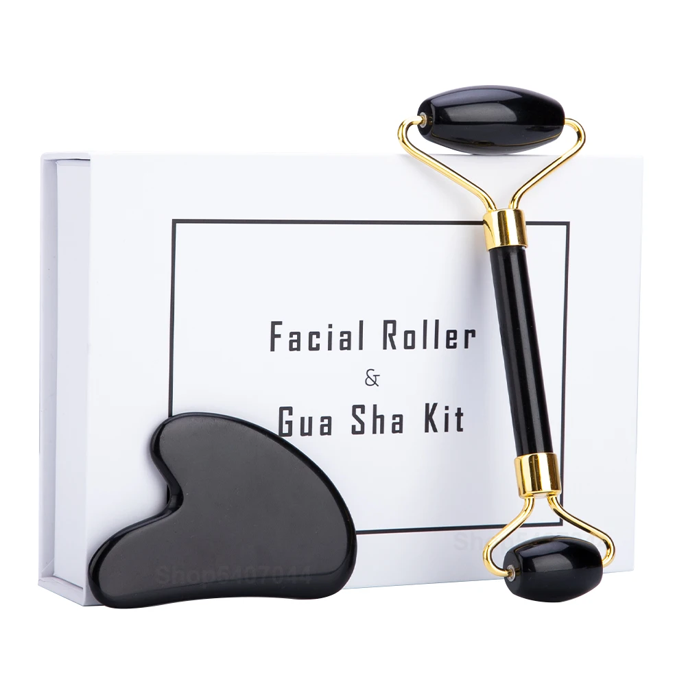 Натуральный нефритовый ролик и массажер для лица гуаша подтягивающий инструмент