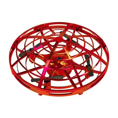 Мини малыш 4 оси UFOs 360 градусов вращения Летающий светодиодный индукционный ручной летающий самолет игрушка индукционный беспилотник детская электронная игрушка - Цвет: Красный