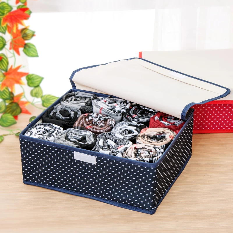 

12 Lattice Thickening Oxford Cloth Underwear Storage Box Foldable Socks Briefcase Clothes Finishing Box Cajoneras Organizadoras