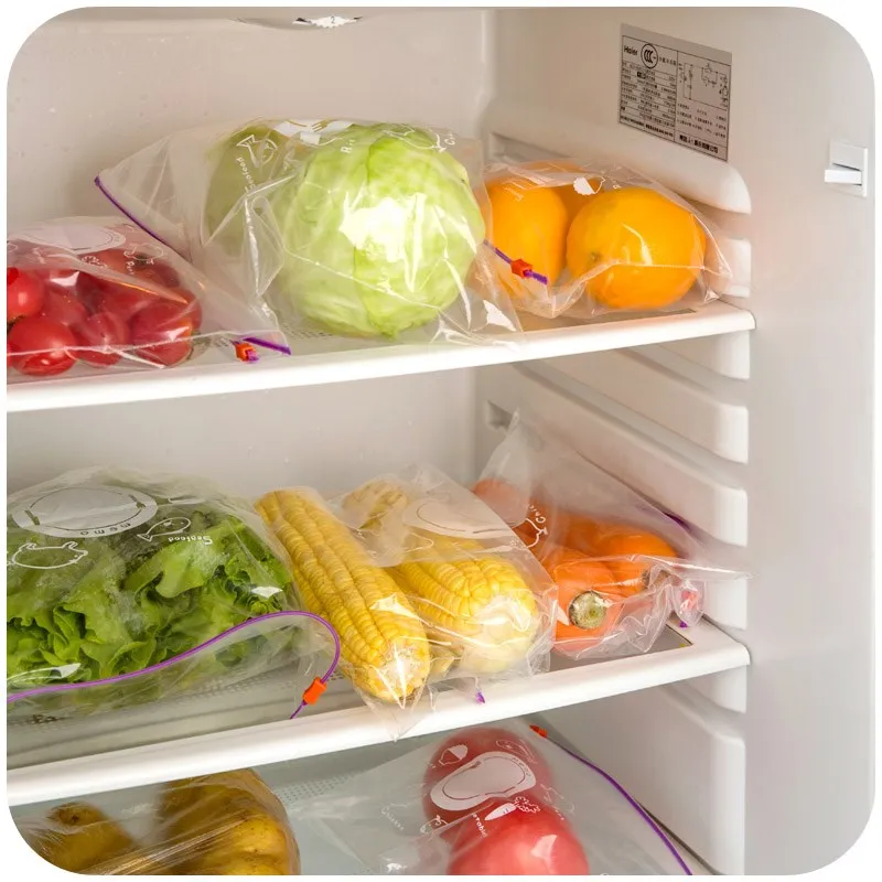10 шт., мешок для хранения овощей, фруктов, свежих продуктов, хранение замерзания на молнии, герметичные сумки для хранения, кухонные органайзеры для еды