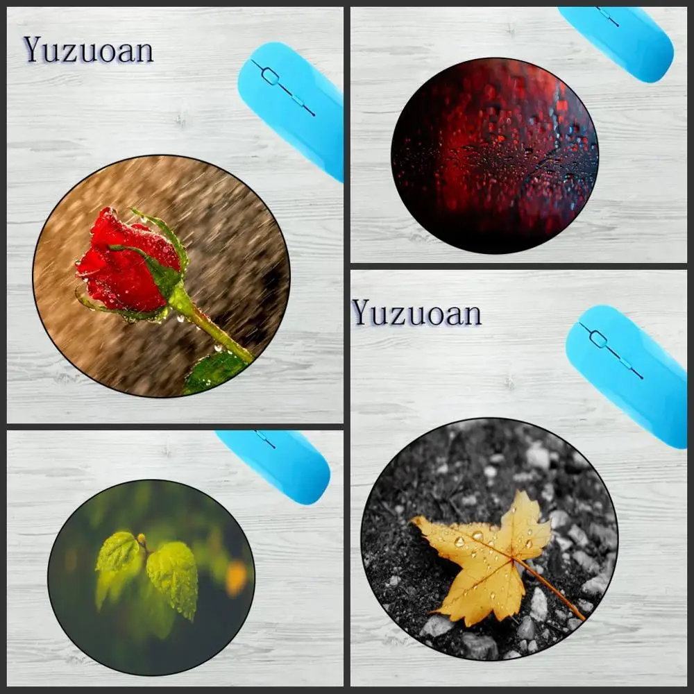 Yuzuoan дождевые капли листок розы кленовый лист графика коврик для мыши маленький средний/игра/блокнот