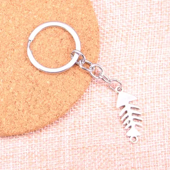 

20pcs fish bone connector Keychain 31*12mm Pendants Car Key Chain Ring Holder Keyring Souvenir Jewelry Gift