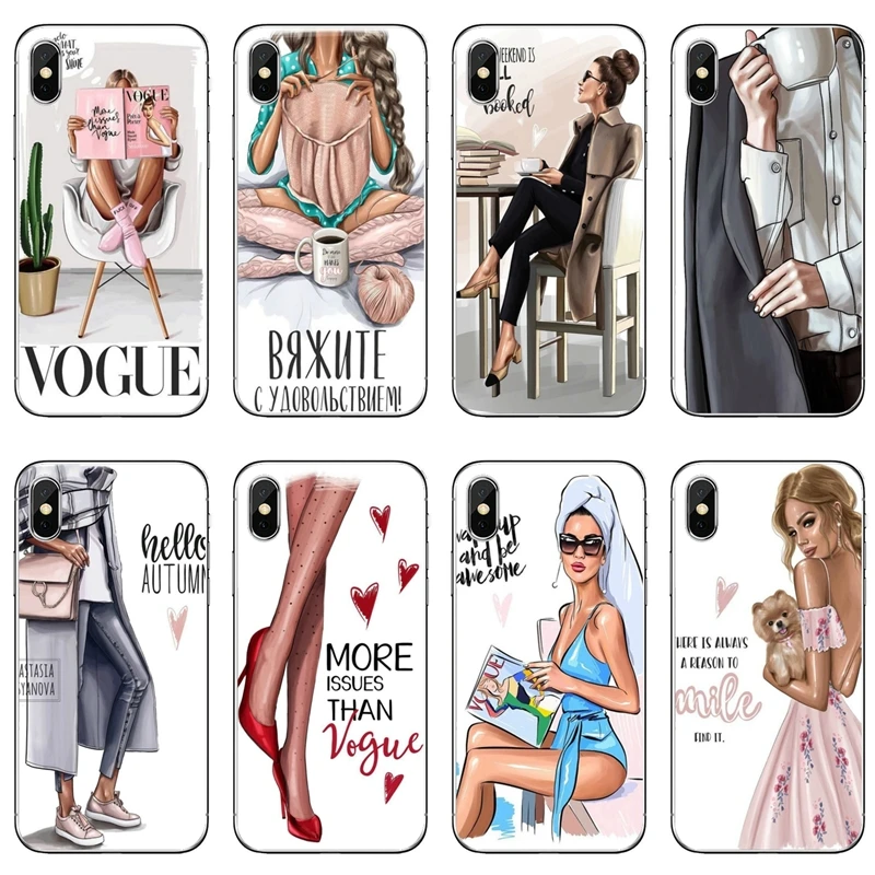 VOGUE Princess Girl Female boss coffee Phone Case For Xiaomi Mi 9 8 SE Pro A2 Lite 6X 5 4 A3 A1 Note Max Mix 2s 3 Pocophone F1