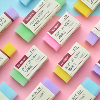 

JIANWU 2pcs/set Simple candy color Eraser 2B student eraser Sketch special kawaii School supplies