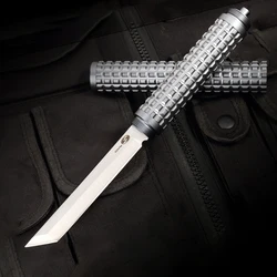 Couteau de chasse en plein air AUS8A lame fixe en acier, Tanto manche en alliage d'aluminium, Camping EDC couteau de sauvetage, outil d'auto défense 