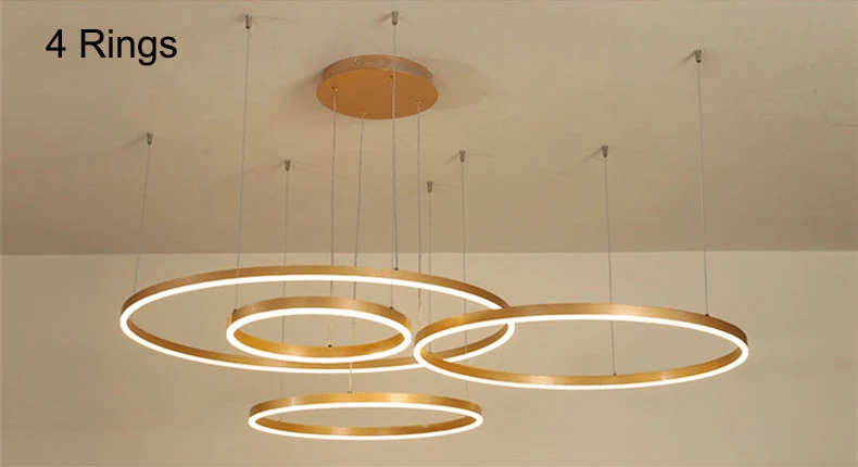 downlighters 2020 Modern Led Chandelier Home Lighting Brushed Rings Ceiling Mounted Chandelier Lighting Hanging Lamp Gold&Coffee color smart led downlights