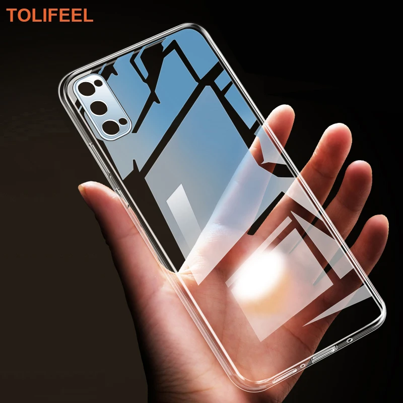 Чехол TOLIFEEL для OPPO Reno 4 5G Мягкий Силиконовый ТПУ прозрачный чехол бампер Pro накладка|Бамперы| |