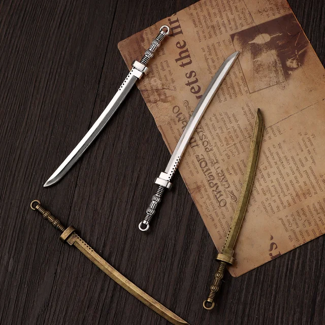 5/6Pcs/Set Antique Silver Swords Knife Series Bookmark Retro Metal Bookmark  Creative Craft Supplies DIY Pendants Making Supply