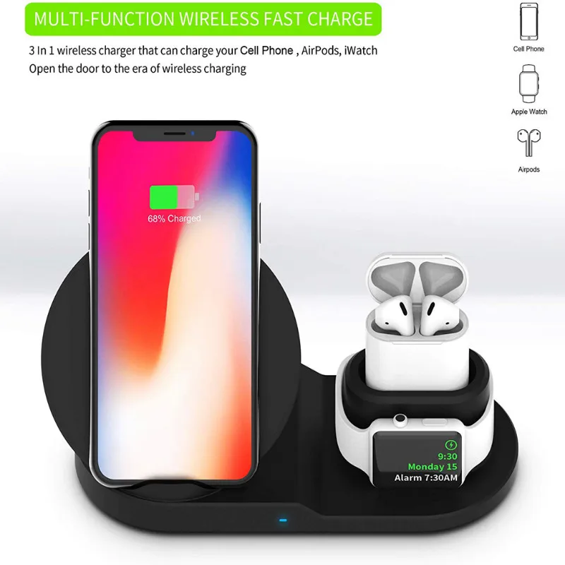 

3 in 1 Wireless Charger For Apple Watch 5 4 3 2 1 Fast Charger for Airpods For iPhone 8 11 X XS MAX QI Wireless Charging Pad New