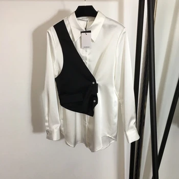 

100% Silk womens tops and blouses luxury design long sleeve women blouse shirt high quality