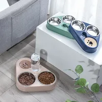 500ML miska dla psa miska podajnika dla kota z butelką wody dla psa automatyczne poidełko miska dla zwierząt karma dla kotów miska dla zwierząt ze stali nierdzewnej podwójna 3 miska 5