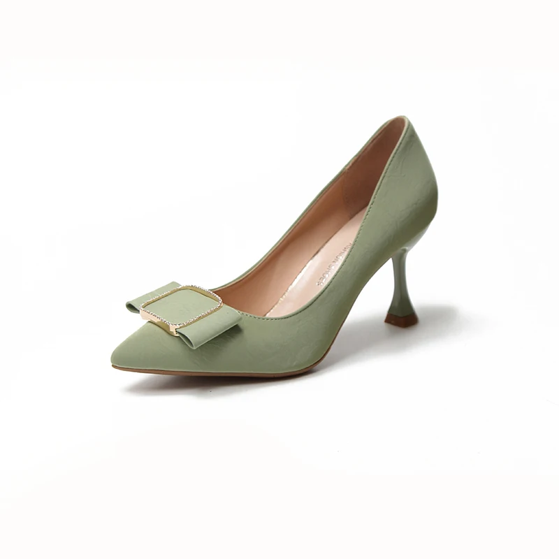 

7CM PUMPS Fine with 2019 new wild shallow mouth pointed French girl sexy temperament nude color shoes