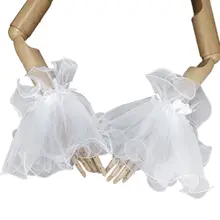 Для женщин, для невесты, Agaric, плиссированные, с оборками, с роговыми манжетами, с кружевным декором в виде сердца, съемные, Поддельные рукава, для свадебной вечеринки, солнцезащитные браслеты на запястье