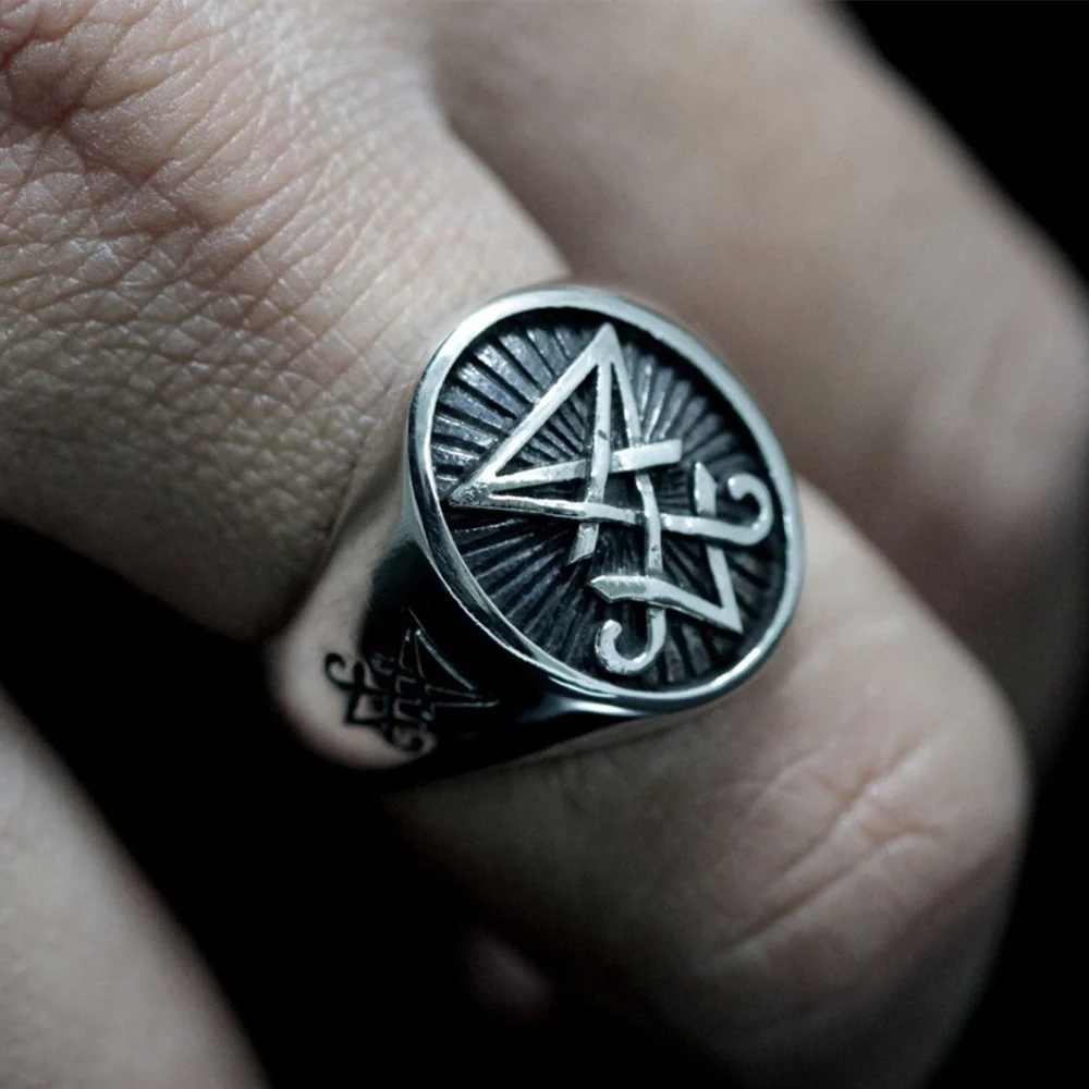Sigil of Lucifer, уплотнение сатаны Бафомет печатка из серебра с Кольца из нержавейки языческие украшения