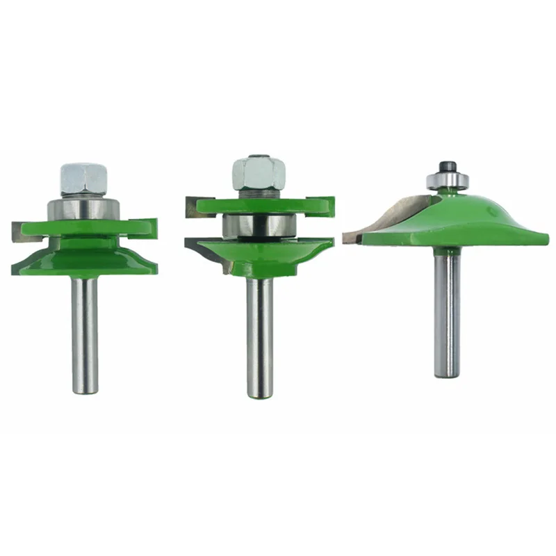 

Hot 8mm Shank 3Pcs Door Panel Cabinet Tenon Router Bit Cabinet Rail & Stile Set Panel Raiser Ogee Milling Cutter for Wood