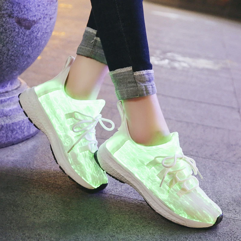 Большой Size25-46 Led волоконно-оптический обувь для девочек и мальчиков; размеры Для мужчин Для женщин USB зарядки светящиеся кроссовки, мужская легкая обувь на шнуровке Обувь для стрит-данса