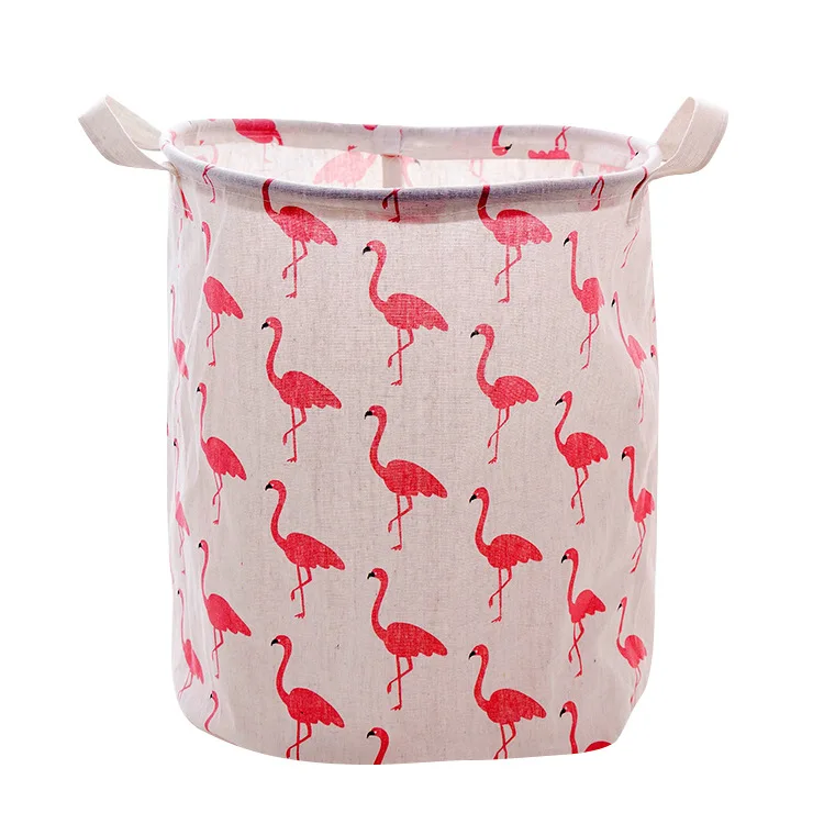 White flamingo Collapsible Storage Bucket Waterproof Storage Bucket Bathroom Dirty Clothes Storage Basket Laundry Basket Laundry Basket - Цвет: White flamingo