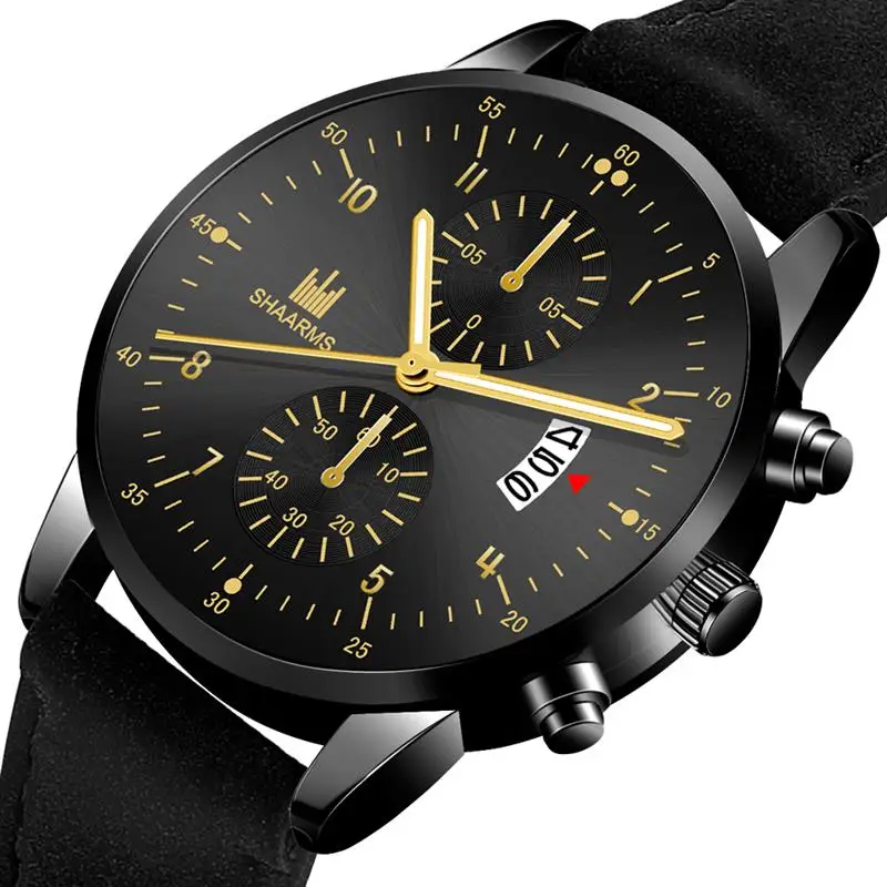 

Mens Calendar Wrist Watch Men Casual Faux Leather Strap Alloy Case Analog Quartz Watches Relogio Masculino Fashion Accessories
