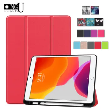 

For iPad 7th 10.2" Case 2019 With Pencil Holder PU Leather Soft Silicone Cover For Apple iPad 10.2 Smart Case Auto Sleep / Wake